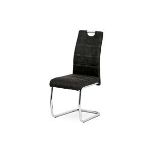 Jídelní židle, potah černá látka COWBOY v dekoru vintage kůže, kovová pohupová c HC-483 BK3