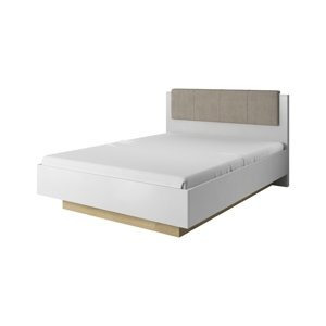 Manželská postel 160x200 CORA s úložným prostorem, Bílá matná / Bílý lesk / Dub Grandson