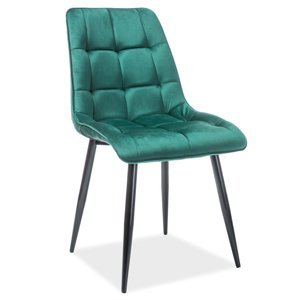 Jídelní čalouněná židle SIK VELVET zelená/černá