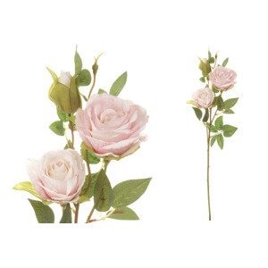 Růže, dva květy s poupětem, barva smetanovo-růžová. Květina umělá. KN5115-PINK-LH