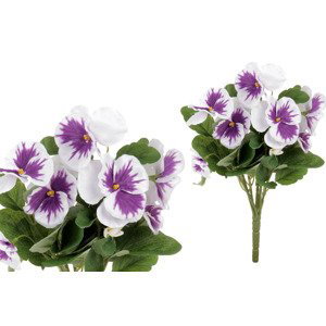 Květina umělá. Maceška, barva bílo-fialová KT7185, sada 6 ks