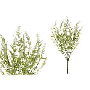 Kvetoucí travina, barva bílá. Květina umělá plastová. SG5537, sada 12 ks