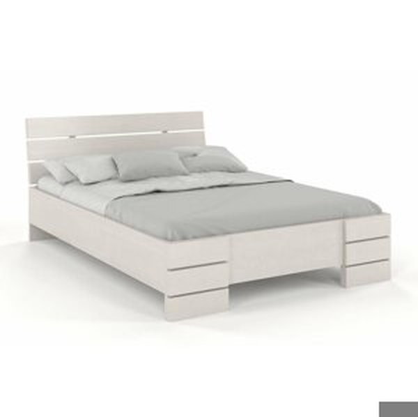 Dřevěná postel Sandemo High & LONG, délší o 20cm, borovice (Rozměr: 180x220 cm, Barva: Bílá)