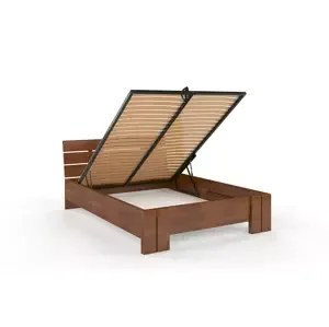 Dřevěná postel s úložným prostorem Arhus High BC, buk (Barva: Ořech, Rozměr: 180x200 cm)