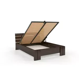Dřevěná postel s úložným prostorem Arhus High BC, buk (Barva: Palisander, Rozměr: 160x200 cm)
