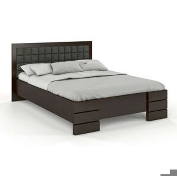 Dřevěná postel Gotland High, borovice (Rozměr: 200x200 cm, Barva dřeva: Palisandr, Barva látky: Casablanca 2302)