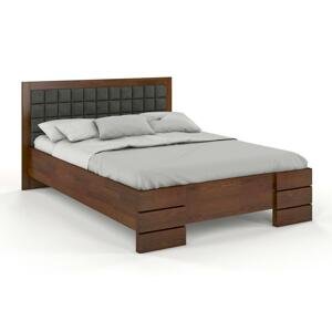 Dřevěná postel Gotland High, borovice (Rozměr: 200x200 cm, Barva dřeva: Ořech, Barva látky: Casablanca 2316)