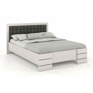 Dřevěná postel Gotland High, borovice (Rozměr: 200x200 cm, Barva dřeva: Bilá, Barva látky: Casablanca 2316)