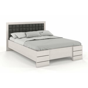 Dřevěná postel Gotland High, borovice (Rozměr: 200x200 cm, Barva dřeva: Bilá, Barva látky: Casablanca 2315)