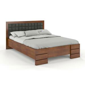 Dřevěná postel Gotland High, buk (Rozměr: 200x200 cm, Barva dřeva: Ořech, Barva látky: Casablanca 2306)
