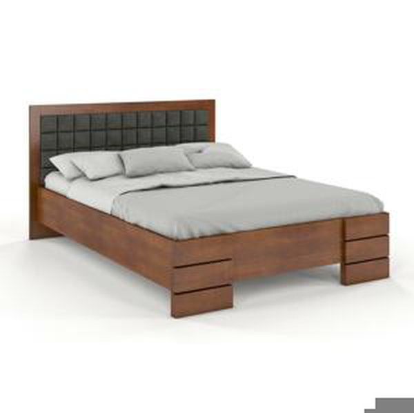 Dřevěná postel Gotland High, buk (Rozměr: 160x200 cm, Barva dřeva: Ořech, Barva látky: Casablanca 2316)