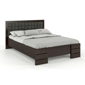 Dřevěná čalouněná postel Gotland High BC, borovice (Barva dřeva: Palisandr, Barva látky: Casablanca 2316, Rozměr: 200x200 cm)