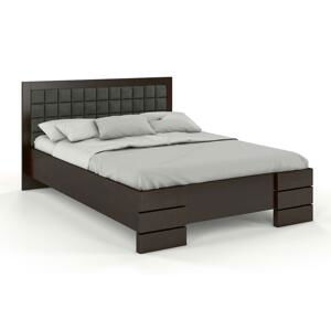 Dřevěná čalouněná postel Gotland High BC, borovice (Barva dřeva: Palisandr, Barva látky: Casablanca 2303, Rozměr: 180x200 cm)