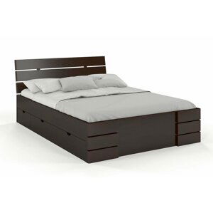 Dřevěná postel se šuplíky Sandemo High Drawers, borovice (Rozměr: 140x200 cm, Barva: Palisander)