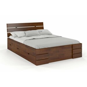 Dřevěná postel se šuplíky Sandemo High Drawers, borovice (Rozměr: 120x200 cm, Barva: Ořech)