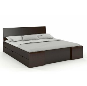 Dřevěná postel se šuplíky Hessler High Drawers, borovice (Rozměr: 200x200 cm, Barva: Palisander)