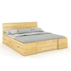 Dřevěná postel se šuplíky Hessler High Drawers, borovice (Rozměr: 200x200 cm, Barva: Přírodní)