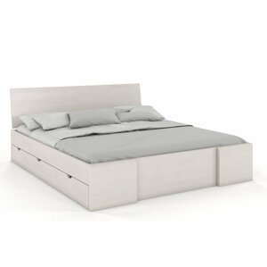 Dřevěná postel se šuplíky Hessler High Drawers, borovice (Rozměr: 200x200 cm, Barva: Bílá)