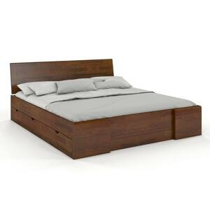 Dřevěná postel se šuplíky Hessler High Drawers, borovice (Rozměr: 140x200 cm, Barva: Ořech)