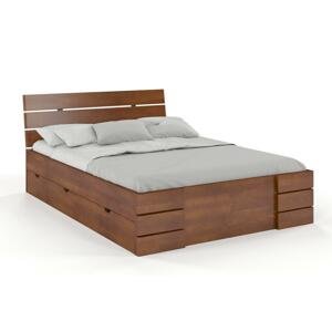 Dřevěná postel se šuplíky Sandemo High Drawers, buk (Rozměr: 90x200 cm, Barva: Ořech)