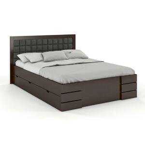 Čalouněná postel Gotland High Drawers s úložným prostorem, buk (Rozměr: 200x200 cm, Barva dřeva: Palisandr, Barva látky: Casablanca 2303)