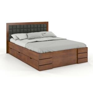 Čalouněná postel Gotland High Drawers s úložným prostorem, buk (Rozměr: 200x200 cm, Barva dřeva: Ořech, Barva látky: Casablanca 2315)