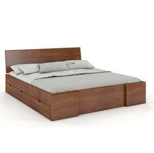 Dřevěná postel se šuplíky Hessler High Drawers, buk (Rozměr: 200x200 cm, Barva: Ořech)