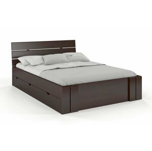 Dřevěná postel s úložným prostorem Arhus High Drawers, buk (Rozměr: 200x200 cm, Barva: Palisander)
