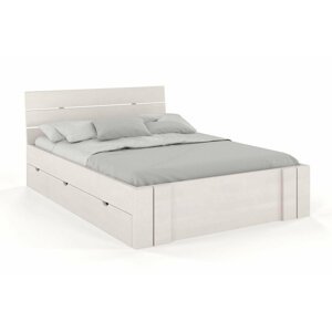 Dřevěná postel s úložným prostorem Arhus High Drawers, buk (Rozměr: 180x200 cm, Barva: Bílá)