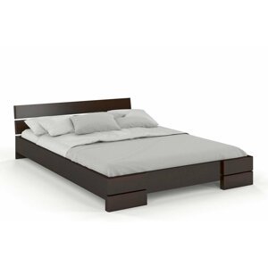 Dřevěná postel Sandemo, borovice (Rozměr: 200x200 cm, Barva: Palisander)