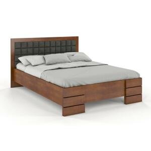 Dřevěná čalouněná postel Gotland High BC, buk (Barva dřeva: Ořech, Barva látky: Casablanca 2316, Rozměr: 200x200 cm)