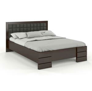 Dřevěná čalouněná postel Gotland High BC, buk (Barva dřeva: Palisandr, Barva látky: Casablanca 2302, Rozměr: 140x200 cm)