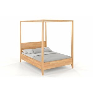 Dřevěná postel s baldachýnem CANOPY, buk (Rozměr: 160x200 cm, Barva: Přírodní)