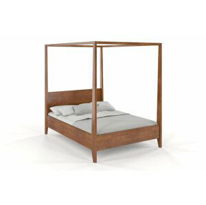 Dřevěná postel s baldachýnem CANOPY, buk (Rozměr: 180x200 cm, Barva: Ořech)