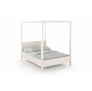 Dřevěná postel s baldachýnem CANOPY, buk (Rozměr: 200x200 cm, Barva: Bílá)