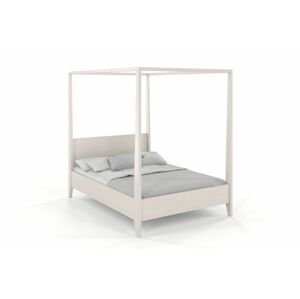 Dřevěná postel s baldachýnem CANOPY, borovice (Rozměr: 120x200 cm, Barva: Bílá)