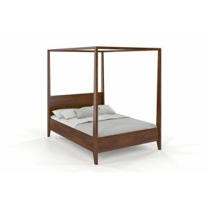 Dřevěná postel s baldachýnem CANOPY, borovice (Rozměr: 140x200 cm, Barva: Ořech)