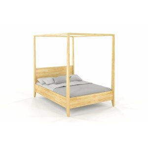 Dřevěná postel s baldachýnem CANOPY, borovice (Rozměr: 200x200 cm, Barva: Přírodní)