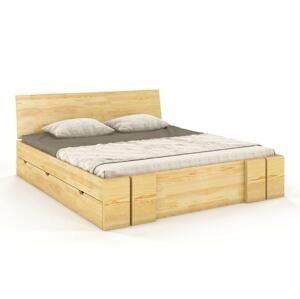 Dřevěná postel s úložným prostorem Skandica VESTRE Maxi & DR, borovice (Rozměr: 200x200 cm, Barva: Přírodní)