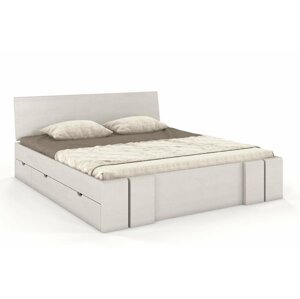 Dřevěná postel s úložným prostorem Skandica VESTRE Maxi & DR, borovice (Rozměr: 200x200 cm, Barva: Bílá)