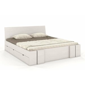 Dřevěná postel s úložným prostorem Skandica VESTRE Maxi & DR, buk (Rozměr: 200x200 cm, Barva: Bílá)
