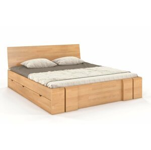 Dřevěná postel s úložným prostorem Skandica VESTRE Maxi & DR, buk (Rozměr: 180x200 cm, Barva: Přírodní)