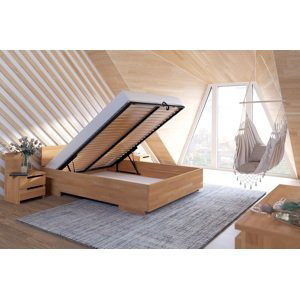 Dřevěná postel Bergman High BC Long, delší o 20cm, buk (Barva: Přírodní, Rozměr: 160x220 cm)