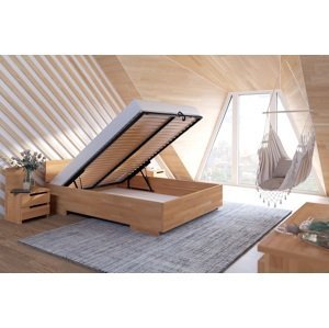 Dřevěná postel Bergman High BC Long, delší o 20cm, buk (Barva: Přírodní, Rozměr: 200x220 cm)