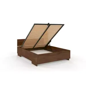 Dřevěná postel Bergman High BC Long, delší o 20cm, borovice (Barva: Ořech, Rozměr: 140x220 cm)