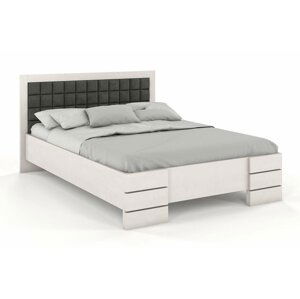 Čalouněná postel GOTLAND High BC Long s úložným prostorem, delší o 20cm, buk (Barva dřeva: Bilá, Barva látky: Casablanca 2316, Rozměr: 160x220 cm)