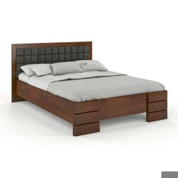 Čalouněná postel GOTLAND High BC Long, delší o 20cm, borovice (Barva dřeva: Ořech, Barva látky: Casablanca 2303, Rozměr: 200x220 cm)