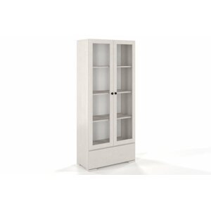 Dřevěná vitrína s prosklenými dveřmi Sandemo 1S80, buk (Barva: Bílá)