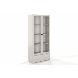 Dřevená vitrína se skleněnými dveřmi Sandemo 1S80, borovice (Barva: Bílá)