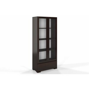 Dřevená vitrína se skleněnými dveřmi Sandemo 1S80, borovice (Barva: Palisander)